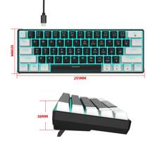 Hxsj V900 61-key Mechanical Keyboard Compact Mini Blue Switch Gaming Keyboard Full Anti-ghosting Rainbow Backlit Black And White - Black and White - View 9
