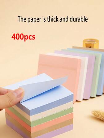 4pks/400pcs Random Color Morandi Style Self-Adhesive Memo Notes Back To School
