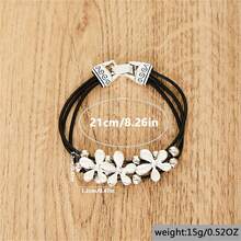 Bohemian Style Floral Pattern Leather Rope Bracelet, New Creative Party Gift For Women In Europe And America - Silver - View 2