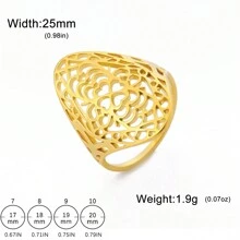 1個女士用不鏽鋼挖空心形和幸運三葉草戒指,精緻時尚的珠寶配件,適合節日禮物 - 款式A - 查看 8