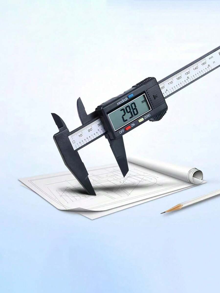 1 個塑膠遊標卡尺數位卡尺迷你文字遊標卡尺學生遊標尺 0 至 150 毫米測量工具 - 黑色 - 查看 1