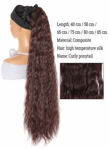 Synthetic 36-inch Strappy Long Curly Corn Wave Ponytail Hair Clip Wrapped Around Brown Hair Extension Ponytail
