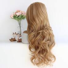 性感淺棕色長波浪變裝皇后身體波浪發合成蕾絲前假髮耐熱纖維頭髮角色扮演派對日常假髮 24 英寸
