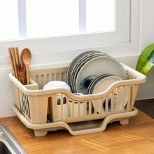 Kitchen Bowl And Dish Rack With Water Filter Basket, Plastic Sink Drainer And Storage Rack For Dishes And Plates - Draining bowl rack--white - View 4