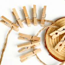 50pcs Natural Wood Color Wooden Clip Storage Clip, Photo Clip, Wooden Craft - Beige - View 2
