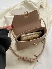 時尚純色復古長棍包簡約腋下/單肩女包 - 卡其色 - 查看 6