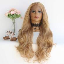 時尚淺啡色長波浪髮龍衣皇后人體波浪合成蕾絲前胸假髮,適用於耐熱纖維頭髮cosplay派對日常假髮24英寸