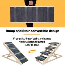 Dog Ramp for Bed, Large Pet Ramps with Stairs for High Beds, 41" Long and Adjustable from 14" to 25", Folding Portable Doggie Car Ramps Steps for SUV, Bed, Couch, up to 200lb
