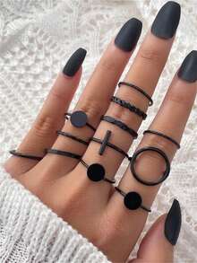 12pcs/set Women's Simple & Fashionable Mix-and-match Ring Set - ring set - View 7