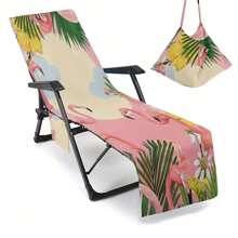 1pc Sun Lounger Cover Towel With Pockets, Beach Towel Clips - Multicolor - View 2