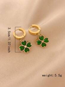 1 套绿色心形方晶锆石和花朵形不锈钢女士首饰套装，3 件（包括项链、手链和耳环），适合日常和特殊场合，是情人节礼物的理想选择