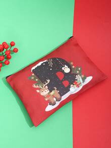 聖誕字母圖案化妝包,拉鍊便攜包,旅行和家庭收納袋,合適的作為A禮品適用於家庭和朋友們聖誕節禮物聖誕禮品聖誕節快樂聖誕包聖誕禮品袋聖誕配件聖誕節