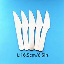 50 件木製一次性餐具套裝(湯匙、刀子、叉子、咖啡攪拌器)適合派對、甜點、可水洗 - 棕色 - 查看 3