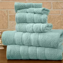 Bibb Home 6 Piece Egyptian Cotton Towel Set - Popcorn Aqua - View 1