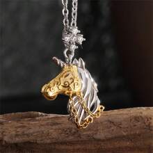 Women's Gorgeous Elegant Fashionable Personalized Unicorn Head Pendant Necklace, Jewelry Gift - Gold - View 1