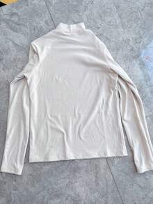 1件 女式秋冬立領德容內衣長袖上衣 - 米色 - 查看 3