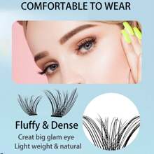 1 bộ Lông mi giả Đối với phụ nữ Mềm mại Kích ứng Lông mi Với Keo dính & Nhíp Qủa tặng Đối với Bạn Gia đình - màu đen - Xem 6
