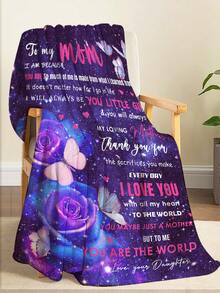 1pc Flannel Super Soft And Cozy Creative Milk Pattern Printed All-season Blanket - Blue - View 3