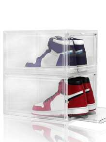 1pc Foldable Transparent Shoe Box, Acrylic Storage Box, Suitable For Storing  Sneakers And Sports Shoes - Clear - View 4