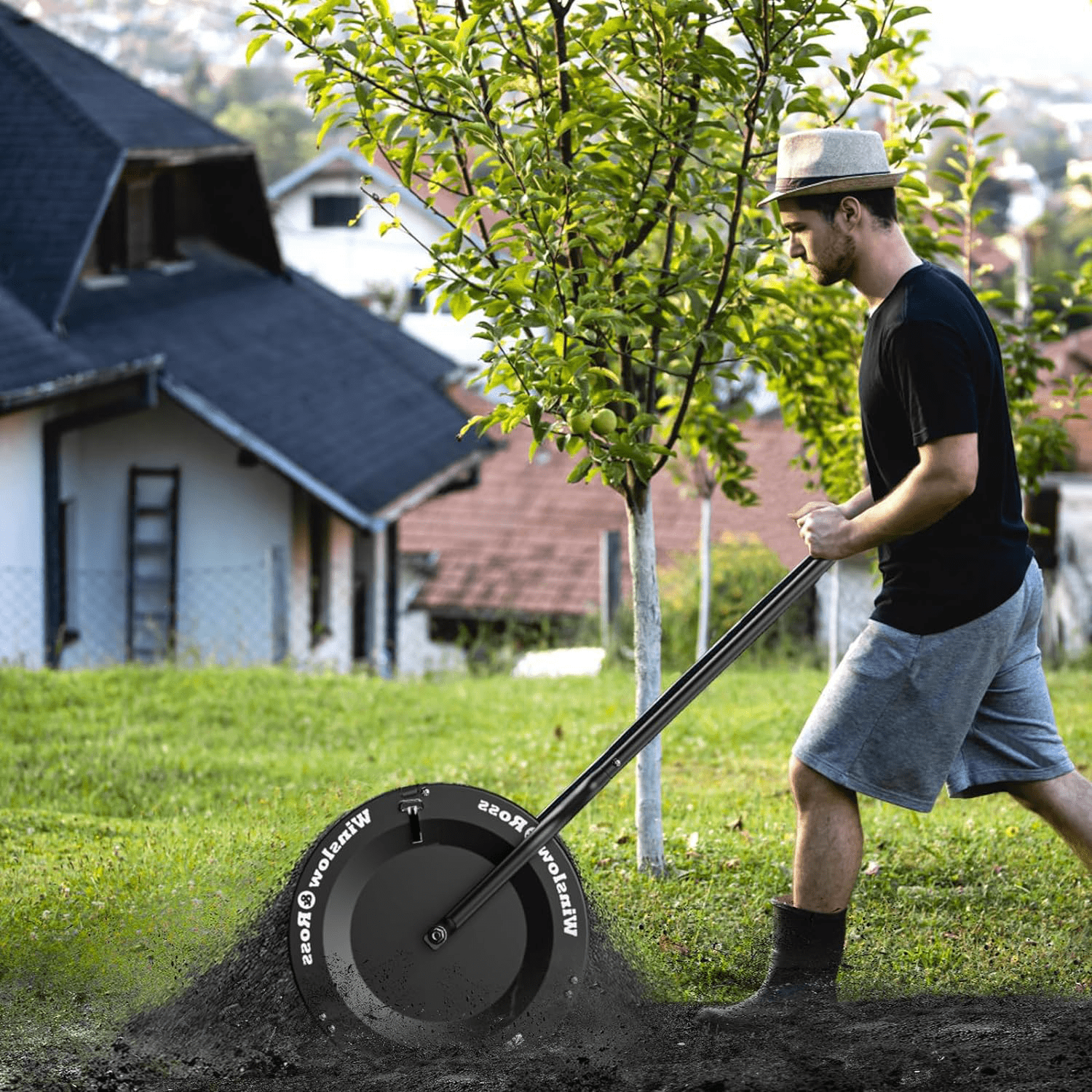Compost Spreader for Lawn, 24 Inch Peat Moss Spreader with DoubleSide
