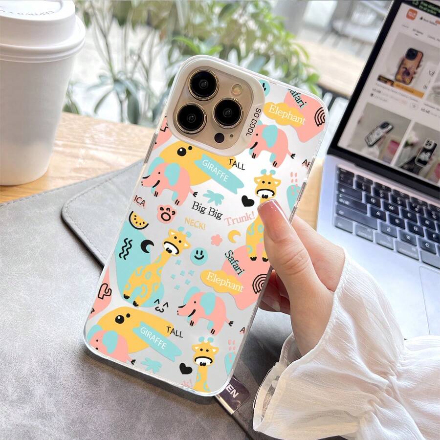 1pc Exquisite Cute Animal Pattern Imd Matte Finish Full Package Phone Case Compatible With IPhone 11-15 Pro Max - Multicolor - View 1
