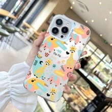 1pc Exquisite Cute Animal Pattern Imd Matte Finish Full Package Phone Case Compatible With IPhone 11-15 Pro Max - Multicolor - View 2