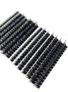 HBZGTLAD 14 件假睫毛，含 60 件 + 80 件混合长度合成貂皮睫毛，自然 3D 俄罗斯浓密睫毛延长，化妆工具，黑色纸盒睫毛簇，睫毛簇，单根睫毛，睫毛，假睫毛