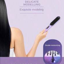 離子直髮刷,二合一直髮器和捲髮器,自動捲髮器和直髮器,紫色 - 紫色 - 查看 3