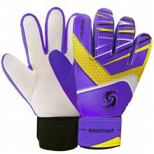 Goalkeeper Gloves, Football Gloves, Double Layer Wrist Protection, Anti-Slip Wear-Resistant Latex Material, Provides Protection To Prevent Injury - Purple - View 1
