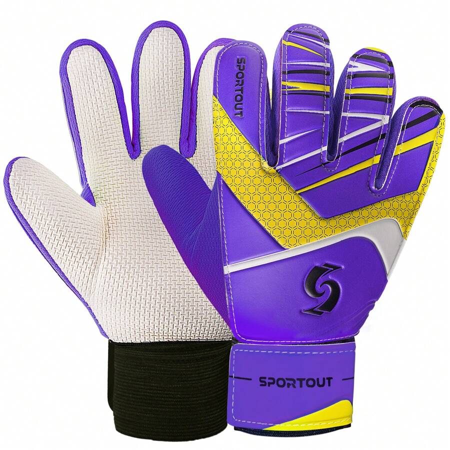 Goalkeeper Gloves, Football Gloves, Double Layer Wrist Protection, Anti-Slip Wear-Resistant Latex Material, Provides Protection To Prevent Injury - Purple - View 1