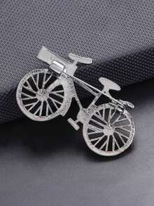 Luxury Personalized Vintage Crystal Riding Bike Brooch Pin For Suit / Coat, Men's Gift - Silver - View 6