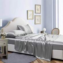 Bibb Home Silky Satin 4 Piece Sheet Set - 銀色 - 查看 1