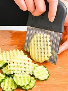 1pc Corrugated Knife Stainless Steel Wolf Tooth Potato Knife Cut Potatoes Wave Knife Kitchen Household Vegetable Cutting Artifact Flower-Style Slicer