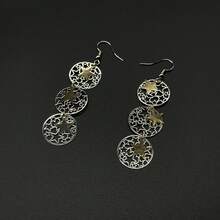 1 đôi Đúng mốt Xu hướng: Cắt giảm Tròn Đĩa nhạc & Thiết kế ngôi sao Hoa tai Thích hợp Đối với Của phụ nữ Mặc hàng ngày - Bạc - Xem 3