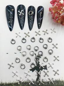 40pcs Mixed Alloy Punk Nail Art Decoration Accessories DIY Nail Charms Nail Gems Nail Supplies