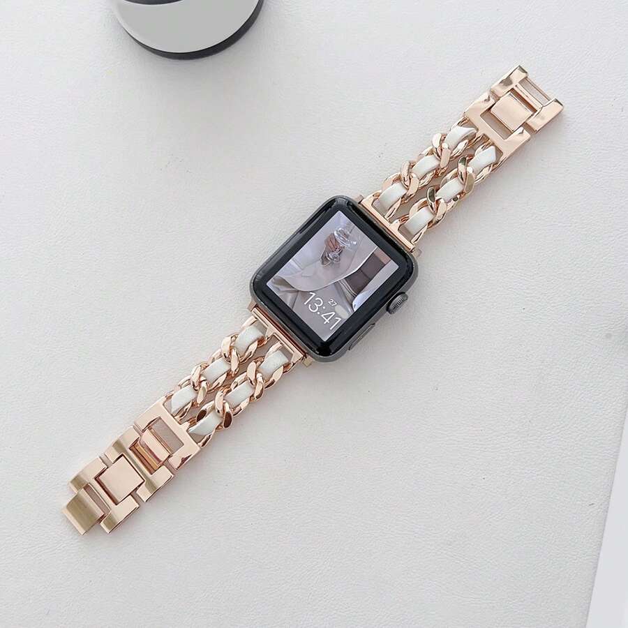 1 Miếng Kim loại Cowboy Chuỗi Tương thích với Apple Watch Da Ban nhạc , Thích hợp Đối với 38mm , 40mm , 41mm , 42mm , 44MM , 45mm , 49mm S9 , S8 , S7 , S6 , S5 , S4 , S3 , S2 Tất cả Là MỘT Lý tưởng Qủa tặng Đối với Đặc biệt Dịp Như Sinh nhật , Giáng sinh , Lễ tạ ơn , , Bất ngờ Đến Của bạn Gia đình , Bạn Hoặc - Hoa hồng vàng - Xem 1