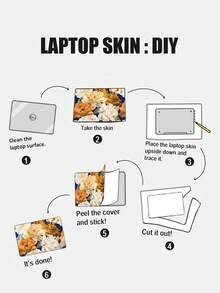1pc Light-colored Floral Pattern 15-inch Laptop Diy Skin Sticker - Multicolor - View 5