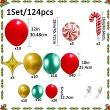 124pcs Green Red Metal Latex  Candy Star Suitable For Gathering Christmas Tree Home Decoration Room Background Decoration Christmas Theme Party Decoration Props - Multicolor - View 3