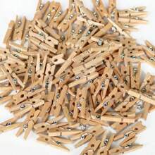 50pcs Natural Wood Color Wooden Clip Storage Clip, Photo Clip, Wooden Craft - Beige - View 1