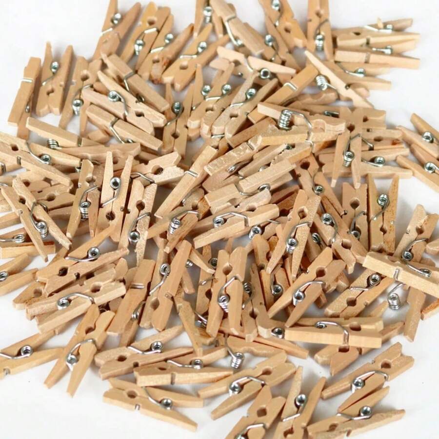 50pcs Natural Wood Color Wooden Clip Storage Clip, Photo Clip, Wooden Craft - Beige - View 1