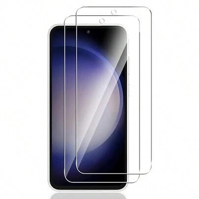 2片装高清防刮、防指纹、防碎钢化玻璃屏幕保护膜，兼容三星Galaxy，精准边缘贴合，超薄设计，触感顺滑，白色边框升级版防爆、防指纹、防静电、耐磨电镀高清透明钢化玻璃，高铝玻璃材质，无气泡超清保护膜，加固防碎保护硬包装