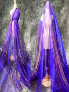 1條漸變雙色網布,激光紋理透視布長裙披肩創意手工織物 - 彩色 - 查看 6