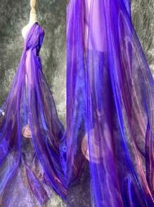 1條漸變雙色網布,激光紋理透視布長裙披肩創意手工織物 - 彩色 - 查看 4