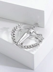 1pc Zinc Alloy Zodiac Sign Brooch - Silver - View 3
