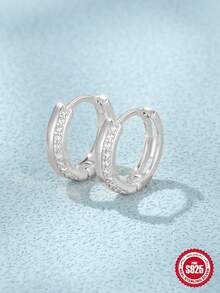 SereneSpark 2 chiếc 925 sterling bạc Hoa tai NỮ Hằng ngày Tốt Đồ trang sức Mạ vàng 18K Retro Tối giản Thích hợp Đối với Ngày kỷ niệm Lễ cưới Qủa tặng - Bạc - Xem 3