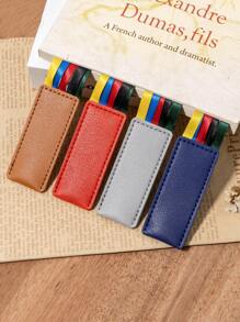 1pc Bible Ribbon Bookmark With Pink Leather, Personalized Bookmark And High-end Gift - Pink - View 6