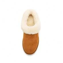 Women's Fuzzy Platform Slippers Warm Cozy Indoor Outdoor Fur Lined Clog Slippers - 紫紅色 - 查看 5
