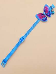 1pc Adjustable Buckle Butterfly Cat Collar Suitable For Pets' Neck, Applicable To Cats & Dogs - Baby Blue - View 5