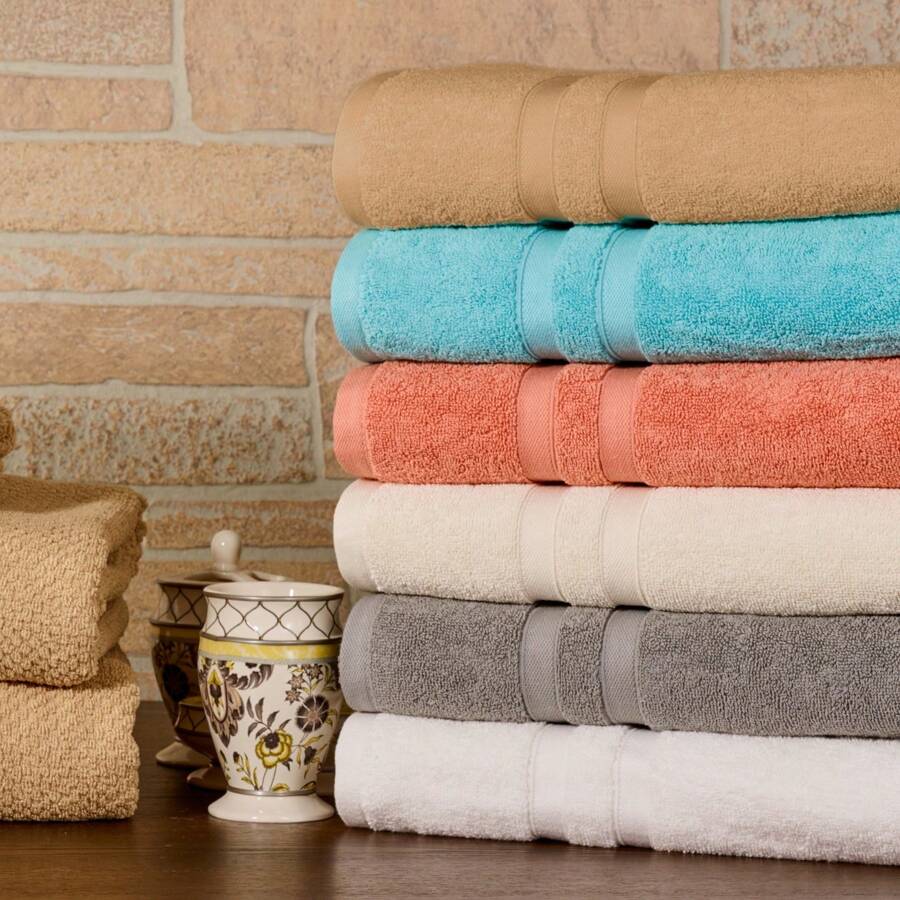 Bibb Home 6 Piece Egyptian Cotton Towel Set - 實心珊瑚 - 查看 1