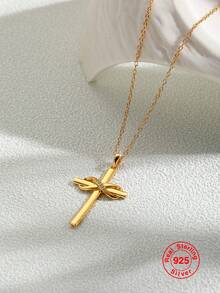 1個925純銀吊墜項鍊,鋯石鑲嵌設計,簡約多變首飾禮物,適合女士 - 金色 - 查看 3